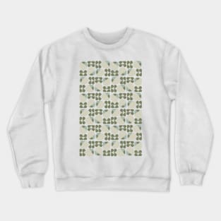 Retro Geometric Floral Pattern Olive Green, Light Taupe Crewneck Sweatshirt